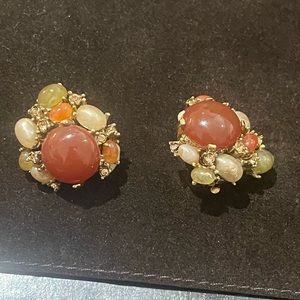 Assorted colored stone cluster earrings